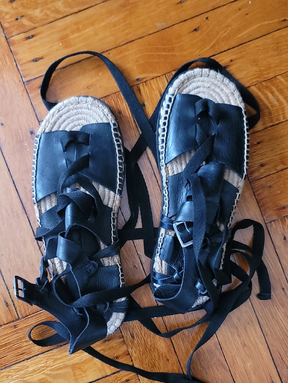 Matisse Black Lace-Up Espadrille Sandals - Women